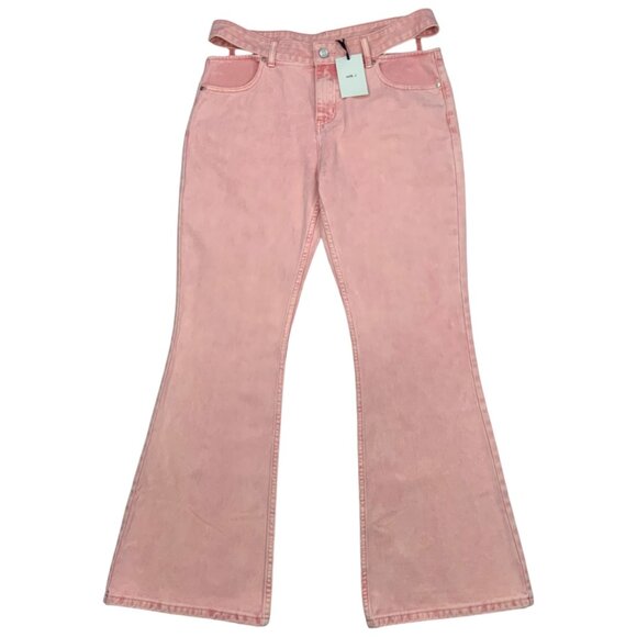 Ragged Priest Milk It Mia Baby Jean 32 Pink Flare Leg Cut Out Waist High Rise - Picture 1 of 12
